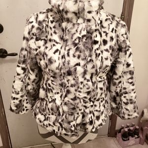 Snow Leopard Faux Fur Coat